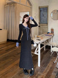 Early Autumn French Knit V-Necked Dress Woman 2025 New Gold Miu Wearing A Bag Of Fish Tail Skirt