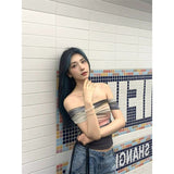 Purely Sexy Hottie Mesh Yarn Shoulder Short-Sleeved T-Shirt Girl Autumn New Slimming Short-Sized Top