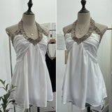 Real Shooting Pure Gold Style Decoration V-Neck Hanging Neck Double-Layer Sleeveless Doll Shirt 8673
