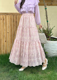 Trickflower Embroidery Half Dress Woman Summer 2026 New High-Rise Thin-Skinny Feeling A-Word Large Swing Umbrella Skirt Skirt