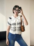 Small Fragrant Knitted Short-Sleeved Women Summer 2025 New Fashion Fashion Trendy Doll Collar Short Top Tide