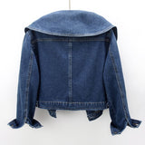 2026 Spring And Autumn Dress New Cowboy Coat Women's Short-Sleeve Single-R Roller Navy Loose Cardigan Jacket Long Sleeve Jacket Solid Color