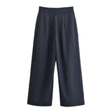 Spring New Casual Loose Striped Broad Leg Trousers 8219037