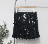 Smooth High-Waist Shiny Babes Half-Dress A-Word-Packed Birthday Party Short Skirt 91116