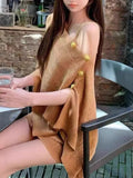 French-Style Shoulder Irregular Knitted Cloak Shawl Woman + Sling Dress Set Languid Outside The Coat
