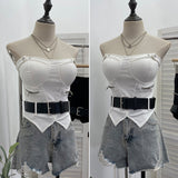 Real Shoot Spice Girl Wearing Chest Pad Sling Belt Belt Short Wrapped Corset 6212