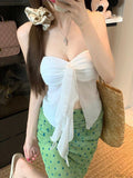 White Corset Woman Design Sense Irregular Ribbon Pure Lusty Hottie Waist Thin Sling Vest