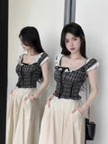French Retro Lace Lace Collar Short-Sleeved Shirt Women's Summer Design Lace Folding Short Blouse