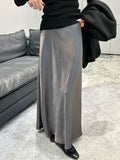 2025 Acetic Acid Vertic Acid Vertinated Fish Tail Half-Dress Femininity Simple Hanging Thin Bag-Butbated A Word Long Skirt