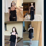 2025 Summer New Sling Pure Hottie Small Vest Simple T-Shirt Girl Lazy Lace Lace T-Shirt