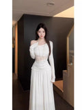 French Pure-Willed Shoulder-Length Lanky Dress Dress Woman 2025 New Autumn And Winter Design Feeling Waist Thin Bag Hip Skirt