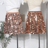 Smooth High-Waist Shiny Babes Half-Dress A-Word-Packed Birthday Party Short Skirt 91116