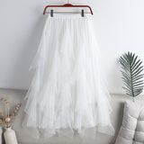 Vintage 100-Fold Dress Irregular Thin A Sub-Net Dress 2025 Spring New Long Skirt Women's Summer
