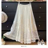 French Fairy Temperament Lace Hollow Tuk Tuk-Dress Girl Summer 2025 High-Waist A Word Loose Folding Large Swing Skirt