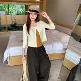 Light People Gao Zhi Repair Button Neck Knitted Shirt Women's 2026 Summer New Unique Beautiful Open Shirt Top