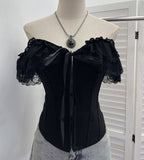 Lace Lace Lace Butterfly End Waist Hook Buckle Waist-Button Waist-Coat With Chest Cushion-Carbed Shoulder Coat 6317