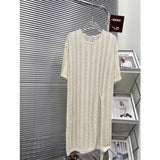 Slambroced Knitted Dress Women's Summer 2026 New Loose Open Fork Short Sleeve Sunscreen Dress Thin