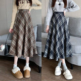 Curry Hair Lattice Half Skirt Women Autumn And Winter 2025 New High-Rise Thin Half Skirt A Word Long Umbrella Skirt