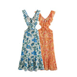 Summer New Women's Holiday Style Sexy Bare Back Folding Decoration Fan Flute Dress