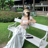 2025 Summer New Summer Summer Sweetheart Lace Slings Korean Version Of Simple Shirt Seaside T-Shirt