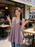 French High-Grade Thrush Purple Hanging Neck Sling Vest Women's Unique Beautiful Loose Thin Meat Tops In Summer