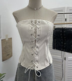 Vintage Punk With Chest Pad Anti-Slip Bar Bra Vest With Zipper Open Fork Short Top Female 6230