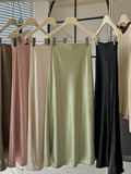 2025 Acetic Acid Vertic Acid Vertinated Fish Tail Half-Dress Femininity Simple Hanging Thin Bag-Butbated A Word Long Skirt