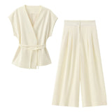 2025 Spring And Summer New Women's Fashion Temperament Casual Sleeveless Double Vest Folding Pants 8056586
