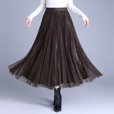 Wave Point Two Sides Wearing Mesh Dress 2025 Autumn Loose Waist Hanging Skirt Casual Skirt Casual Skirt