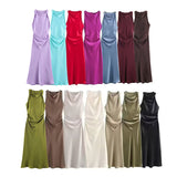 Spring 2025 New Fashion Round Collar Sleeveless Black Silk-Sense Silk-Sense Dress Women 8372090