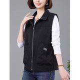 Large Pocket Casual Fashion Collared Vest Women's Spring And Autumn 2025 New Middle-Of-Year-Need Mother Wears A Thin Vest Tide