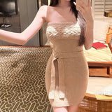 Purely Sexy Knitted Tective Dress Girl Spring And Autumn Harvest Skinny Temperament Skirt Giant Figure Body Ass Skirt