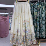 2025 Summer New French Romantic Heavy Industry Embroidery Print Collection Waist Lanky Fairy Dress