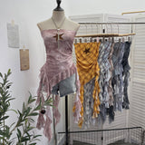Star Embroidered Babes Style Print Tector Tector Tector Tector Vest Ribbon Short Sleeveless Top 1290