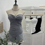 À±bab Kinesi Cross Design Knitted Bra Strap Bra Elastic Short Sleeveless Top 9320