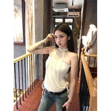 Beautiful Mesh Splicing Hanging Neck Sling Vest Women's Summer Wear Hot Girl's Huge Sleeveless Top