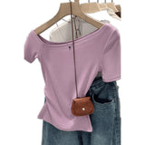 Purple Special Sleeves Short-Sleeved T-Shirt For Women's Summer 2026 Unique And Beautiful Short-Sleeved Blouse