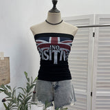 Real Picts Picts Letter Print With Chest Pads Tective Brae Girl Body Sexy Sleeveless Short Top 1586
