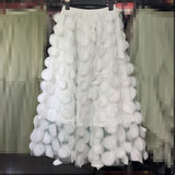 Design Sense Three-Dimensional Wave Point Retro A Skirt 2025 Autumn And Winter New Fashion Thin Mesh Dress Skirt Dress Dress Woman