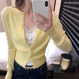 White Waist Knitted Sweater Jacket Women Autumn 2025 New Korean Atmosphere Feel Wearing A Beautiful Top