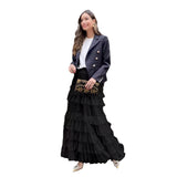 New Women's High-End Sense Summer Temperament British Net Yarn Cake Skirt Punt Skirt Solid Color A Word Half-Body Skirt