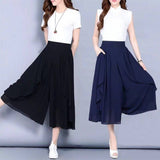 Chiffon Thin Skirts Summer Seven-Point Broad Leg Trousers Large Tight High-Waisted Loose Casual Pants Women's Skirt