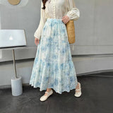 Korean New French Style Wears Advanced Temperament To Reduce The Age To Show Thin Purple Broken Flower Skirt