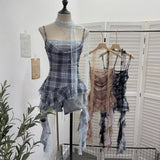 Real Lattice Splicing Lace Ribbon Ribbon Swing Tie Sling Sling Vest Irregular Lotus Leaf Side Hottie Top 8078