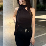 Temperament Hanging Neck Sleeveless Vest Female Collarbone Femininity Figure Drifting With The Tide