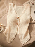 Korean Small Fragrant Knitted Cardigan 2026 New Ice Silk Open Fork Vest Women's Short Kan Shoulders
