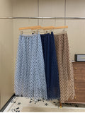 Autumn And Winter Planting Velvet Small Wave Dot Fairy Long High-Waist Temperament Full Thin Half Skirt Dot Big Swing A Skirt
