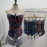 Real-Patting Hottie With Chest Pads With Bra Lace Spliced Slings Slings Women Wearing Short Tops