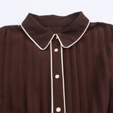 New Women's Fashion Casual Leisure Loose Belt Folding Dress 4387225