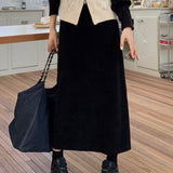Plus Velvet Lint A Word Half-Body Skirt Women Autumn And Winter Fat MM Tight High Waist Straight Skirt Slim Skirt Solid Color Tide